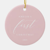 Pink Baby's First Christmas Photo Ornament セラミックオーナメント (正面)