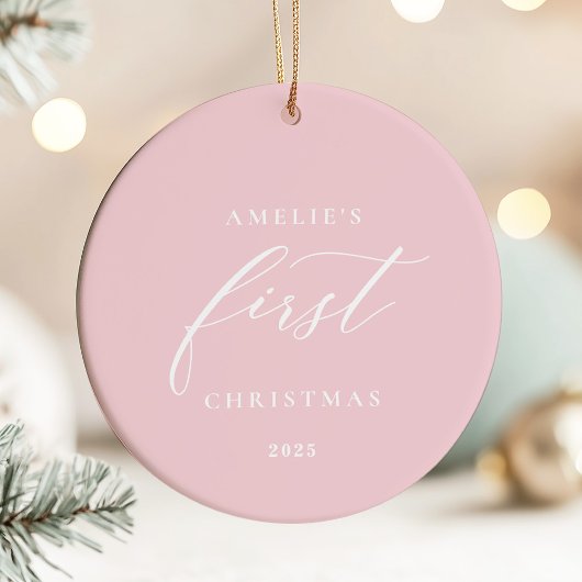 Pink Baby's First Christmas Photo Ornament セラミックオーナメント