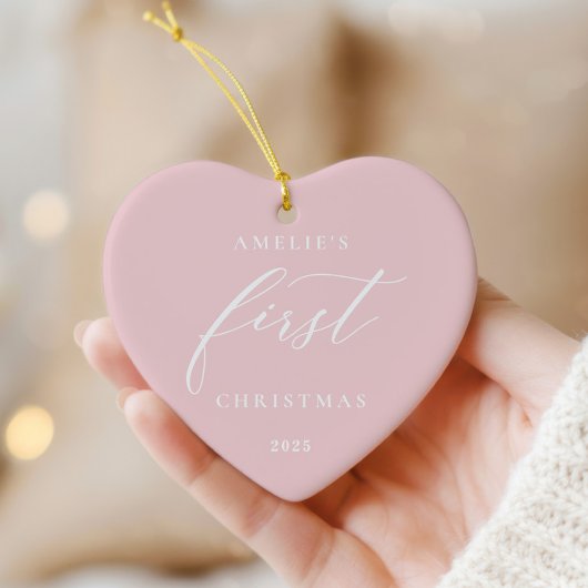 Pink Baby's First Christmas Photo Ornament セラミックオーナメント