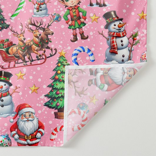 Pink Background Christmas Decorative Pattern タペストリー