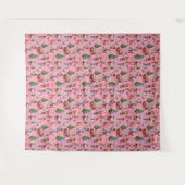 Pink Background Christmas Decorative Pattern タペストリー (正面(横))