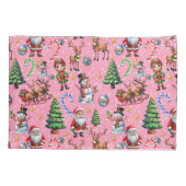 Pink Background Christmas Decorative Pattern 枕カバー (裏面)