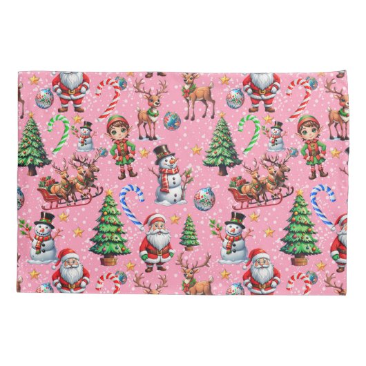 Pink Background Christmas Decorative Pattern 枕カバー (裏面)