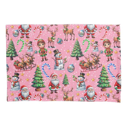 Pink Background Christmas Decorative Pattern 枕カバー (正面)