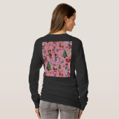 Pink Background Christmas Decorative Pattern Tシャツ (裏面フル)