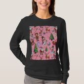 Pink Background Christmas Decorative Pattern Tシャツ (正面)