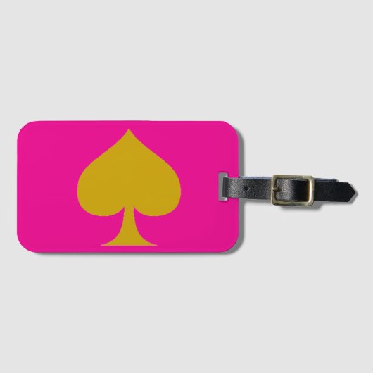 Pink Background design and Gold Spade ラゲッジタグ (正面横)