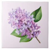 Pink Background Lilac Blossom Art タイル (正面)