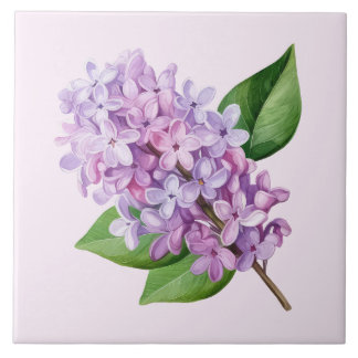 Pink Background Lilac Blossom Art タイル