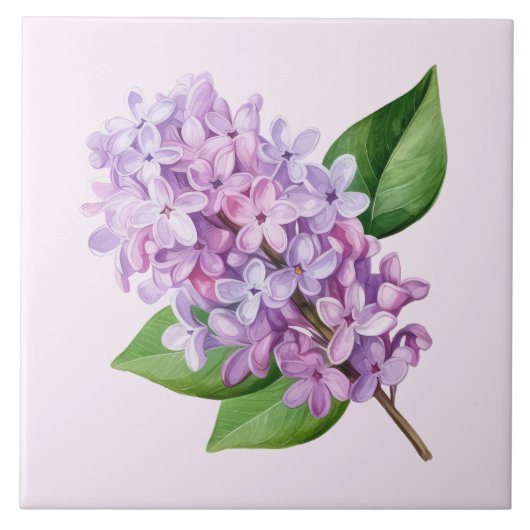 Pink Background Lilac Blossom Art タイル (正面)