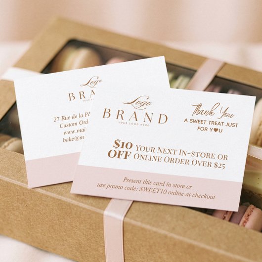 Pink Baker Thank You Promo Code Pastry Bakery Logo 割引カード