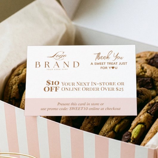 Pink Baker Thank You Promo Code Pastry Bakery Logo 割引カード