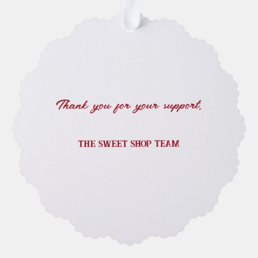Pink Bakery Packaging Tag | Customizable オーナメントカード (裏面)
