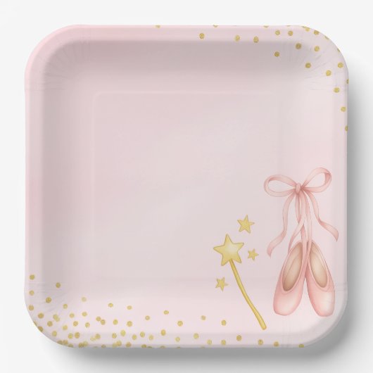 Pink Ballerina Baby Shower Paper Plates ペーパープレート (正面)