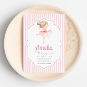 Pink Ballerina Birthday Invitation Ballet Theme 招待状