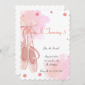 PINK BALLERINA BIRTHDAY INVITATION FOR GIRLS 招待状 (正面/裏面)
