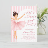 Pink Ballerina Girl birthday Party Invitation 招待状 (スタンド正面)