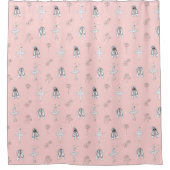 Pink Ballerina Line Art  シャワーカーテン (正面)