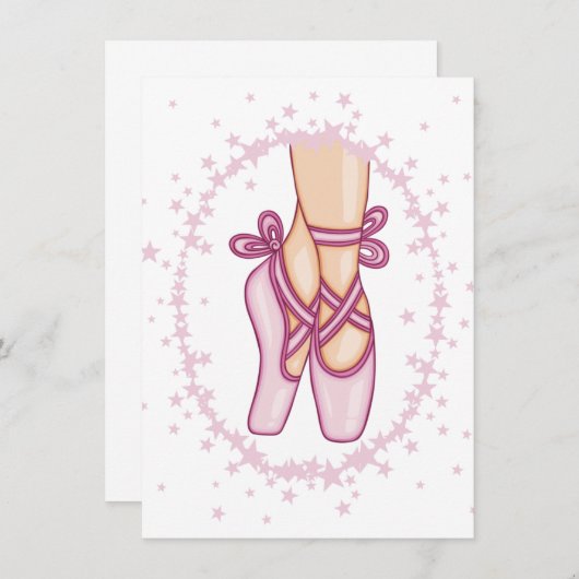 Pink ballerina shoes 招待状 (正面/裏面)