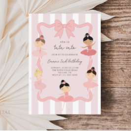 Pink Ballerina Tutu Cute Birthday Invitation 招待状