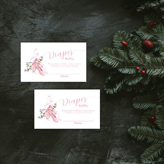 Pink Ballerina Tutu Diaper Raffle Baby Shower  エンクロージャーカード