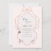 Pink Ballerina Whimsical Baby Shower  招待状 (正面)