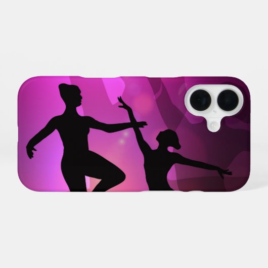 Pink Ballet Dancer Silhouette iPhone 16ケース (裏面横)