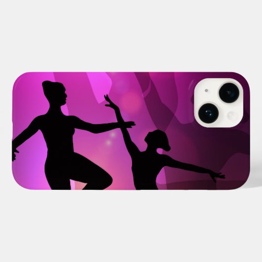 Pink Ballet Dancer Silhouette Laptop Sleeve Case-Mate iPhoneケース (裏面 (横))