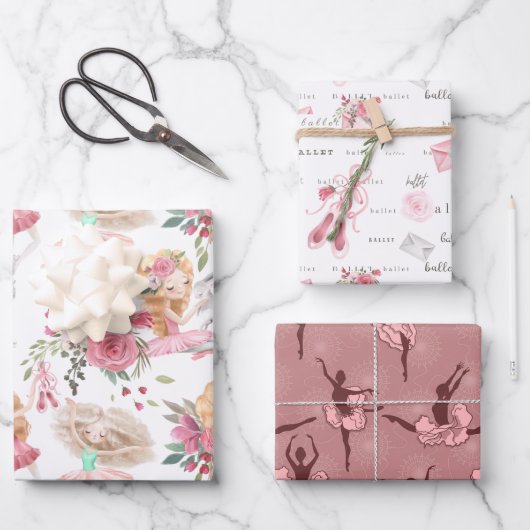 Pink Ballet Dancer Wrapping Paper Sheets ラッピングペーパーシート (正面)