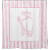 Pink Ballet Pointe Shoe Typography シャワーカーテン (正面)