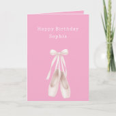Pink Ballet Shoes Birthday カード (正面)