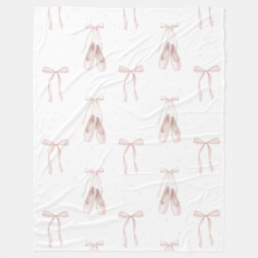 Pink Ballet Shoes Birthday フリースブランケット (正面)