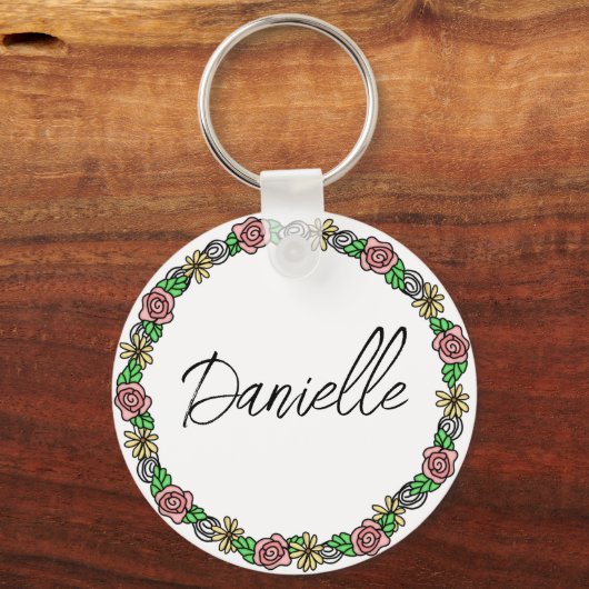 Pink Ballet Slippers Personalized Ballerina キーホルダー (裏面)