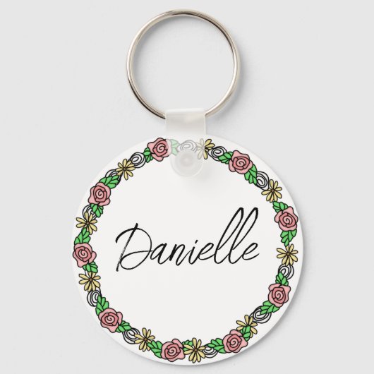 Pink Ballet Slippers Personalized Ballerina キーホルダー (裏面)