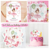 Pink Ballet Theme with Name & Balloons スタンダードカクテルナプキン