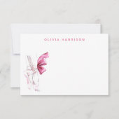 Pink Ballet Watercolor Girls Monogram ノートカード (正面)