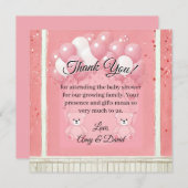 Pink Ballon and Teddy Bear Thank You Card サンキューカード (正面/裏面)