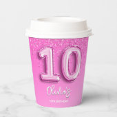 Pink Ballon Birthday girl 10th 紙コップ (裏面)