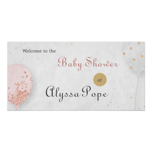 Pink Balloon Baby Shower ポスター (正面)