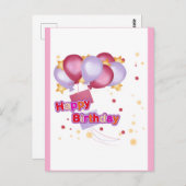 Pink Balloon Birthday Card for Girls – Cute and Jo ポストカード (正面/裏面)