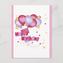 Pink Balloon Birthday Card for Girls – Cute and Jo ポストカード