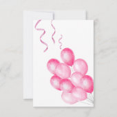 Pink Balloon Birthday Party Invitation Watercolor 招待状 (裏面)