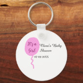 Pink balloon it's a girl baby shower add name date キーホルダー (裏面)