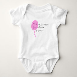 Pink balloon it's a girl baby shower add name date ベビーボディスーツ