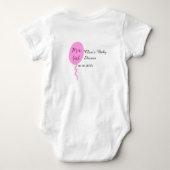 Pink balloon it's a girl baby shower add name date ベビーボディスーツ (裏面)