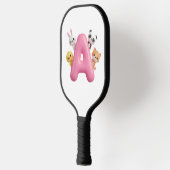 Pink Balloon Letter A Forest Animals  ピックルボールラケット (左)