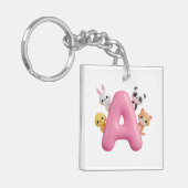 Pink Balloon Letter A Forest Animals Acrylic  キーホルダー (正面左)