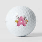 Pink Balloon Letter A Forest Animals Golf Balls ゴルフボール (正面)