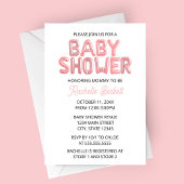 Pink Balloon Letter Baby Shower Invitation 招待状