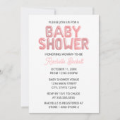 Pink Balloon Letter Baby Shower Invitation 招待状 (正面)